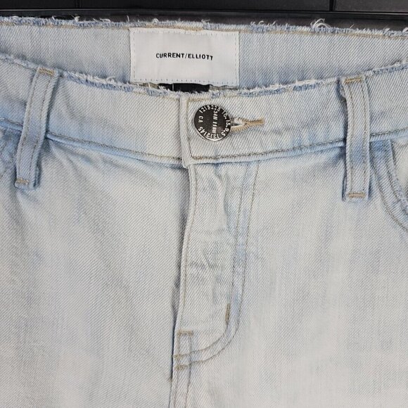 Current/Elliott The Cropped Straight Jeans Womens 25 Channon Destroy Made In USA - Picture 4 of 12